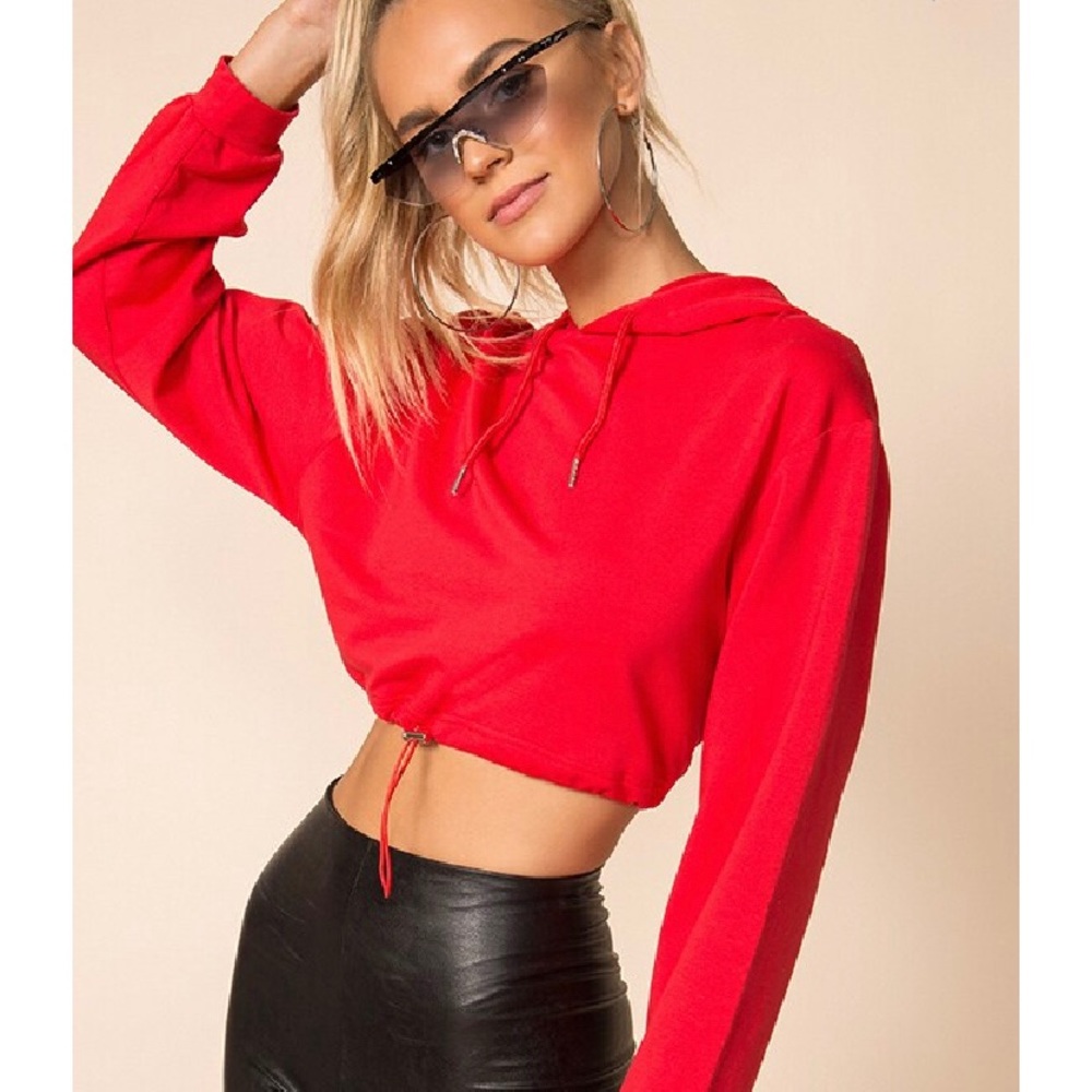 Superdown Cropped Hoodie With Drawstring - image 1